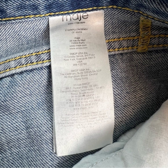 MAJE Papillon Butterfly Embroidered Straight High Rise Raw Hem Jeans - Size 36 - Picture 12 of 13